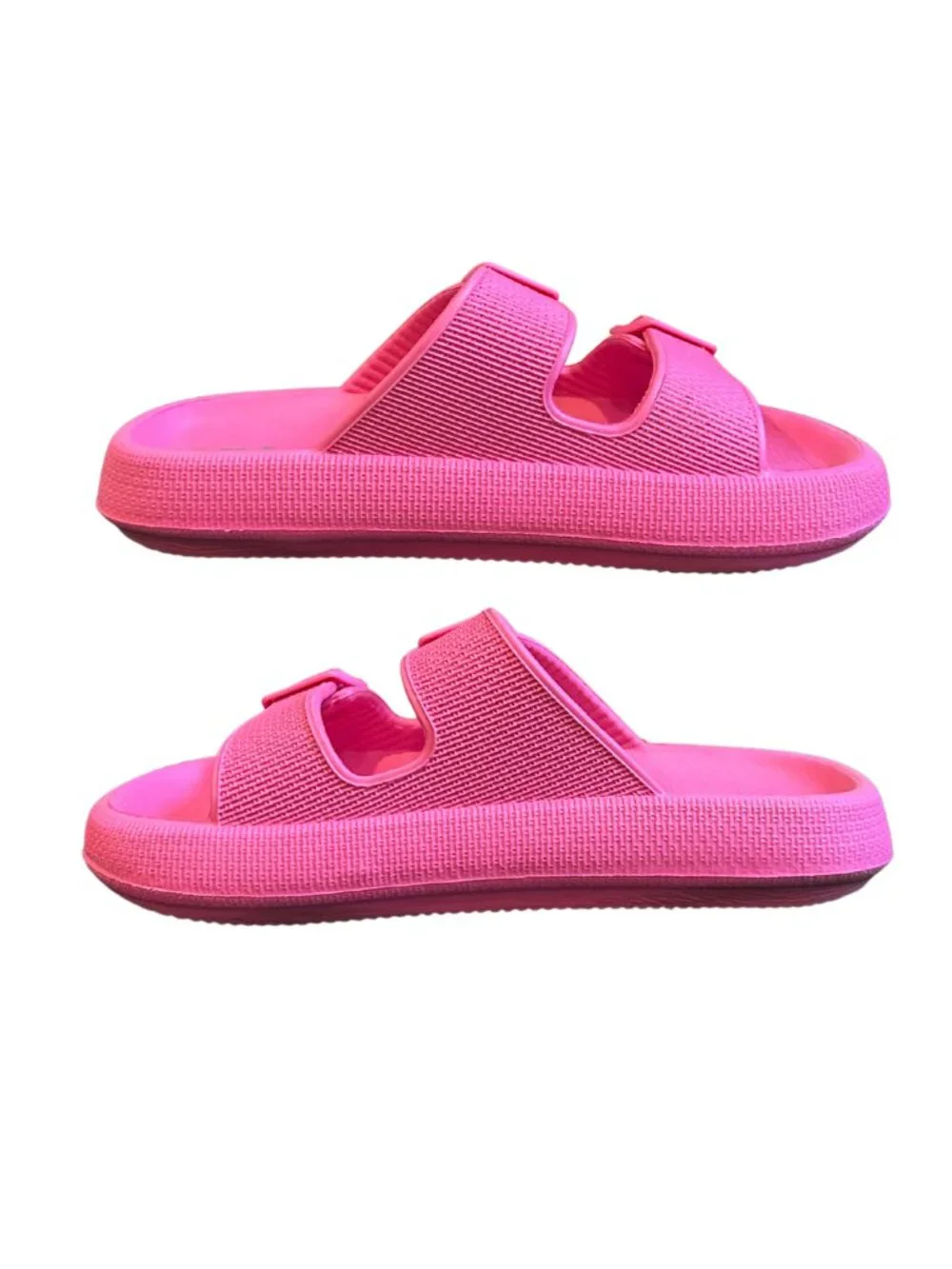 MIA Libbie Hot Pink Double Strap Foam Slide Sandals